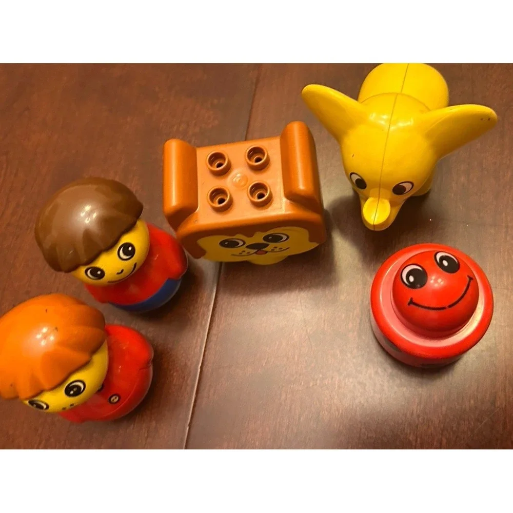 Lego Primo Duplo 5 Pc Lot Red Boy Blue Boy‎ Elephant Ladybug Fox